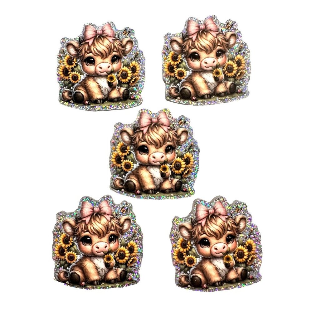10 pc Cow Highland Western Acrylic Flat Back Charm For Badge Reels, Earrings Jew